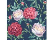 Modrá vliesová tapeta na zeď, Květy, M57391D, Adéle, Ugépa