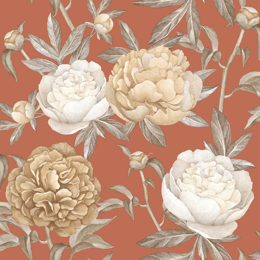 Tapety Yara - Tapety dle materiálu - Vliesové tapety - Červená vliesová tapeta na zeď, Květy, M57395D, Adéle, Ugépa Červená vliesová tapeta na zeď, Květy, M57395D, Adéle, Ugépa - Vliesové tapety