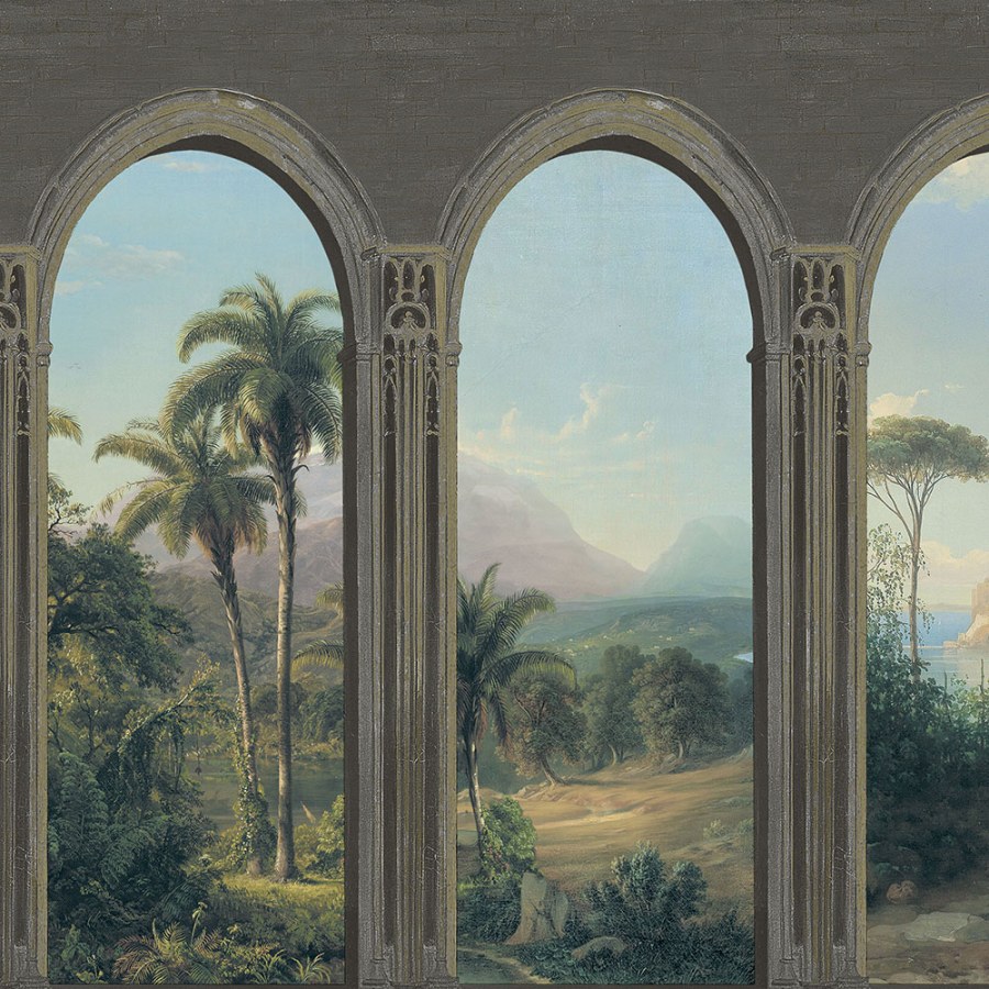 Tapety Yara - Tapety dle materiálu - Vliesové tapety - Hnědá vliesová tapeta na zeď, Podloubí, M59289D, Adéle, Ugépa Hnědá vliesová tapeta na zeď, Podloubí, M59289D, Adéle, Ugépa - Vliesové tapety