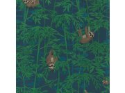 Modrá vliesová dětská tapeta s lenochody 220713, Doodleedo, BN Walls