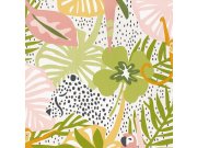 Tapety Yara Tapety dle materiálu Vliesové tapety - Barevná dětská tapeta s listy, papoušky, opicemi 220721, Doodleedo, BN Walls Barevná dětská tapeta s listy, papoušky, opicemi 220721, Doodleedo, BN Walls