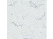 Tapety Yara Tapety dle materiálu Vliesové tapety - Šedá vliesová dětská tapeta s velrybami 220731, Doodleedo, BN Walls Šedá vliesová dětská tapeta s velrybami 220731, Doodleedo, BN Walls