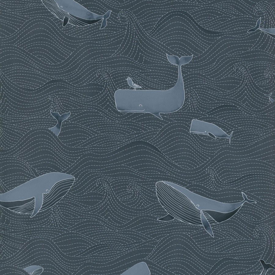 Modrá vliesová dětská tapeta s velrybami 220733, Doodleedo, BN Walls - Vliesové tapety