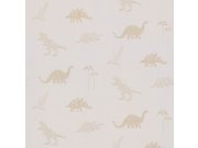 Béžová vliesová dětská tapeta s dinosaury 220781, Doodleedo, BN Walls