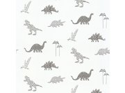 Černo-bílá vliesová dětská tapeta s dinosaury 220783, Doodleedo, BN Walls