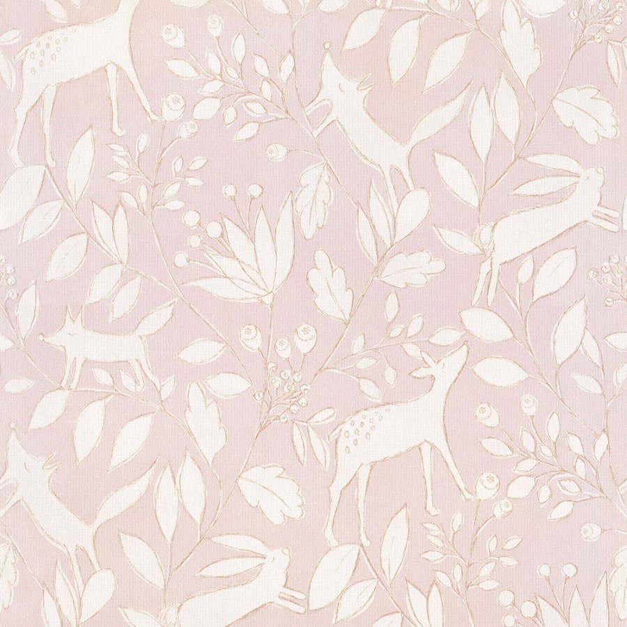 Světle růžová dětská tapeta s lesními zvířátky 220791, Doodleedo, BN Walls