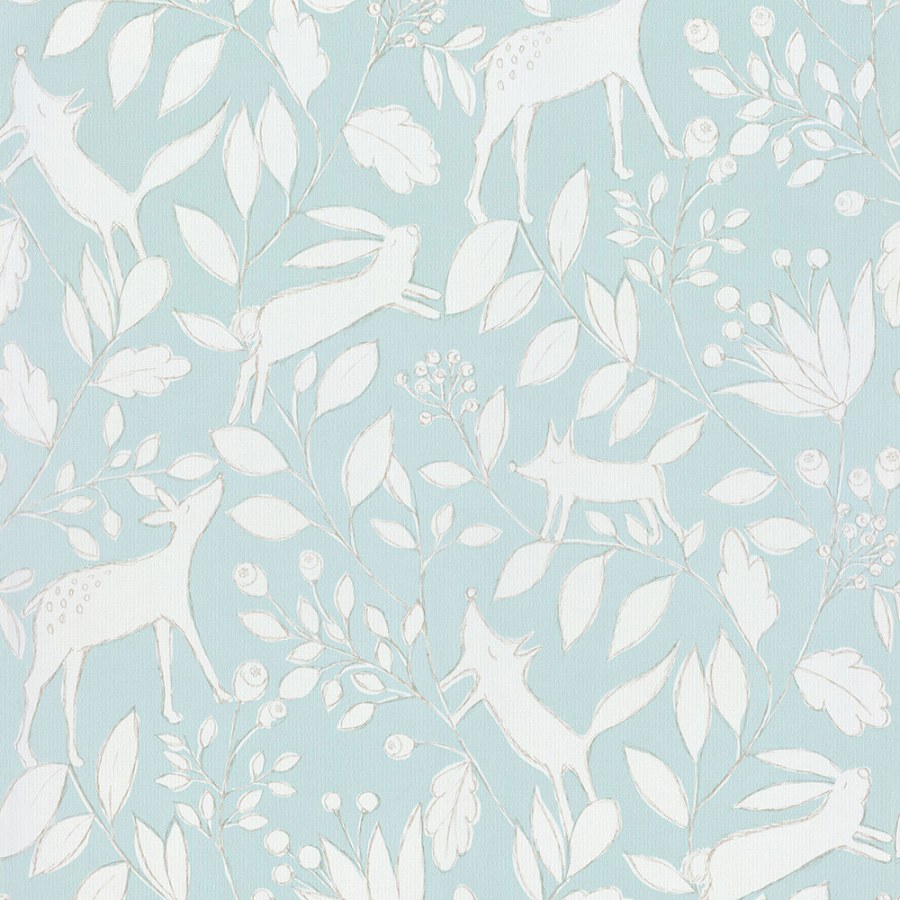 Tyrkysová dětská tapeta s lesními zvířátky 220793, Doodleedo, BN Walls - Vliesové tapety