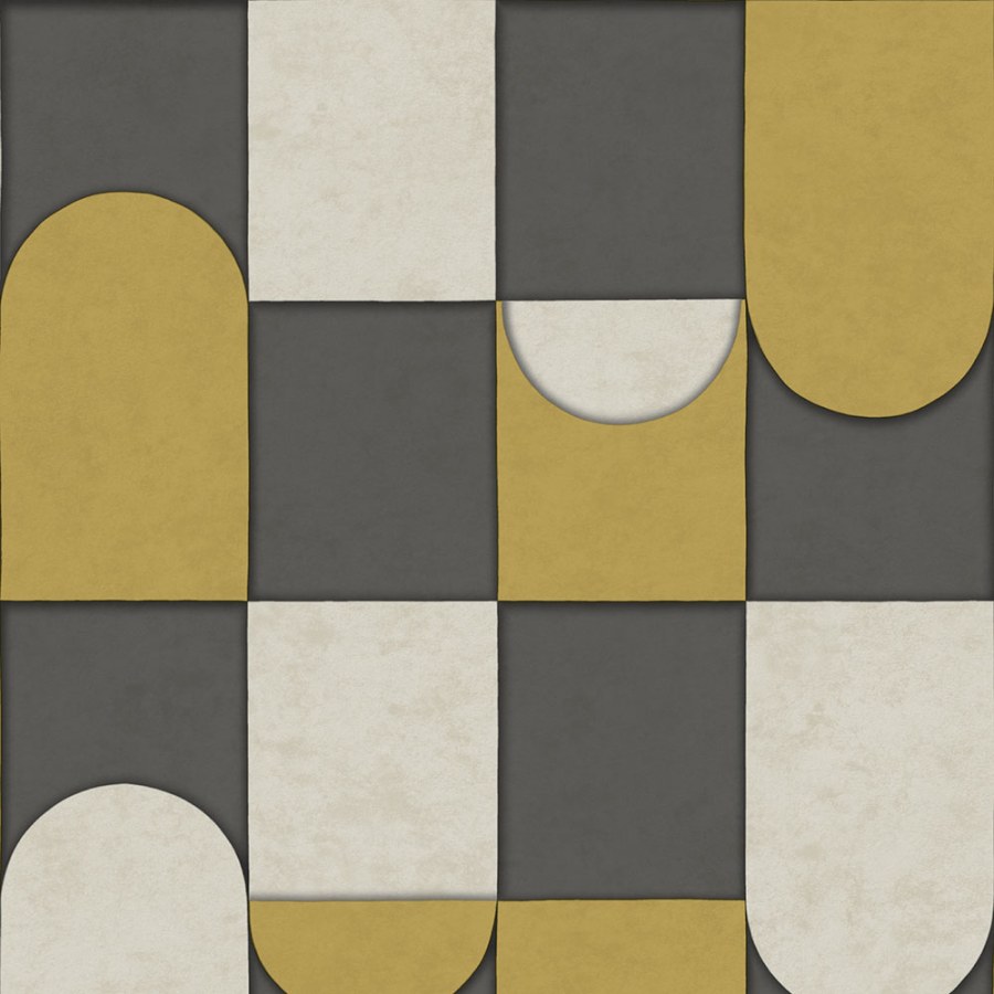 Geometrická vliesová tapeta na zeď, okrová, šedá, AF24551, Affinity, Decoprint - Vliesové tapety