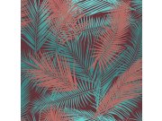 Vliesová tapeta na zeď, vínovo-tyrkysové, listy, 298210, Premium Selection, Vavex