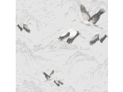 Světle šedá vliesová tapeta na zeď s čápy 113394, Laura Ashley, Graham & Brown