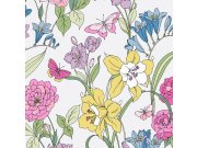 Bílá vliesová květinová tapeta s motýly, 119846, Laura Ashley 3