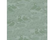 Zelená vliesová tapeta na zeď, příroda, labutě, 118472, Laura Ashley 3 Tapety Yara - Laura Ashley