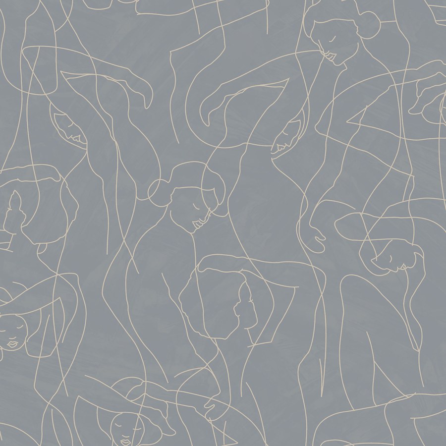 Grafická vliesová tapeta na zeď, obrysy postav, šedá, SO27046, Soleado, Decoprint - Vliesové tapety