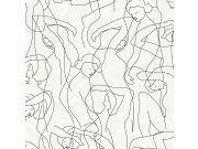 Grafická vliesová tapeta na zeď, obrysy postav, bílá, SO27045, Soleado, Decoprint