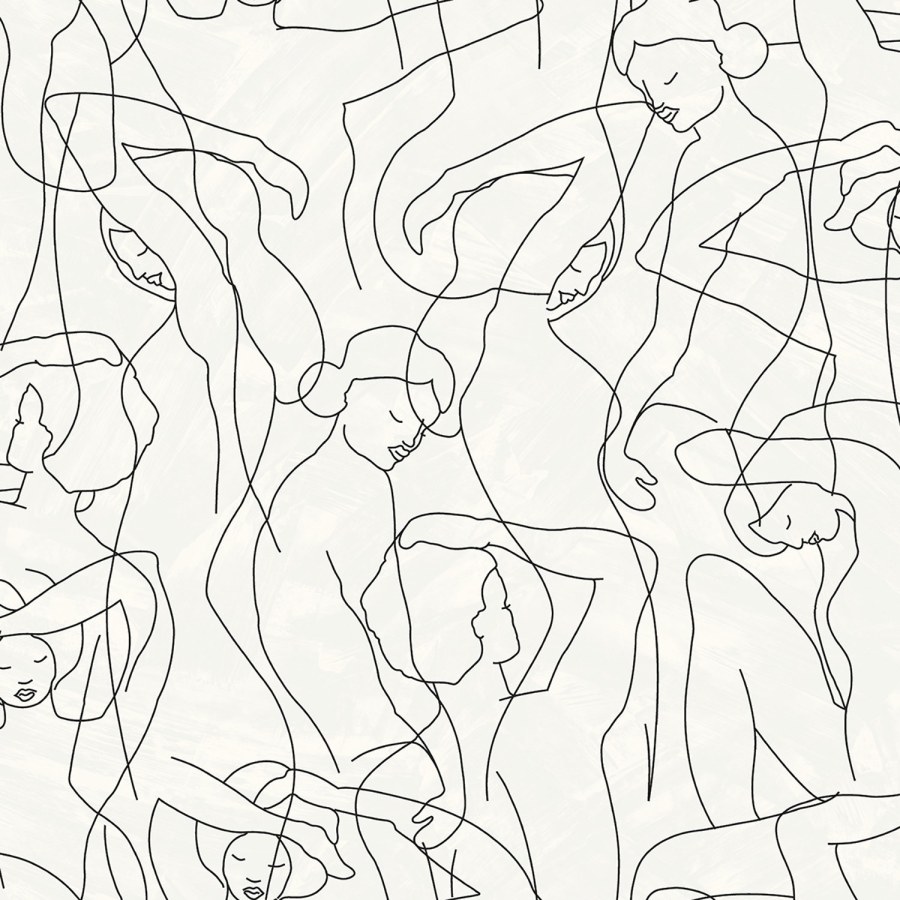 Grafická vliesová tapeta na zeď, obrysy postav, bílá, SO27045, Soleado, Decoprint - Vliesové tapety