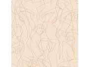 Grafická vliesová tapeta na zeď, obrysy postav, béžová, růžová, SO27042, Soleado, Decoprint