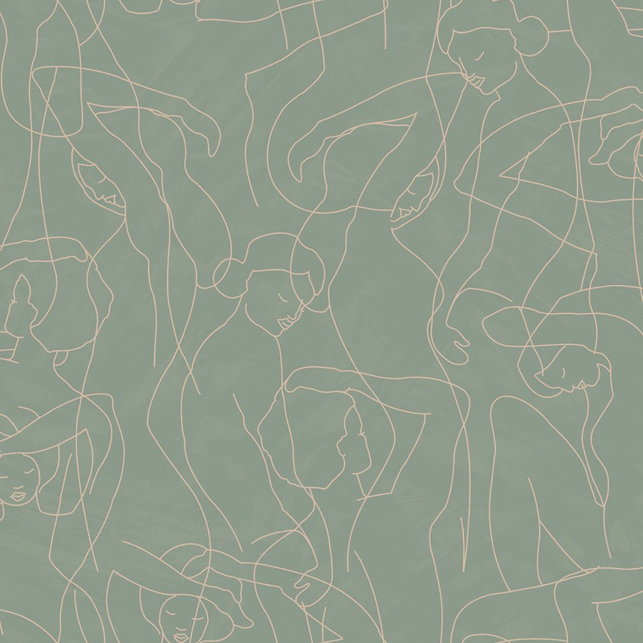 Grafická vliesová tapeta na zeď, obrysy postav, zelená, SO27041, Soleado, Decoprint - Vliesové tapety