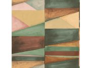 Geometrická vliesová tapeta na zeď, zelená, hnědá, SO27035, Soleado, Decoprint