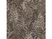 Vliesová šedohnědá tapeta, listy, textilní struktura TA25062 Tahiti, Decoprint