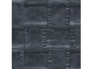 Luxusní vliesová tapeta na zeď imitace tmavě modré kůže 64812, Materea, Limonta