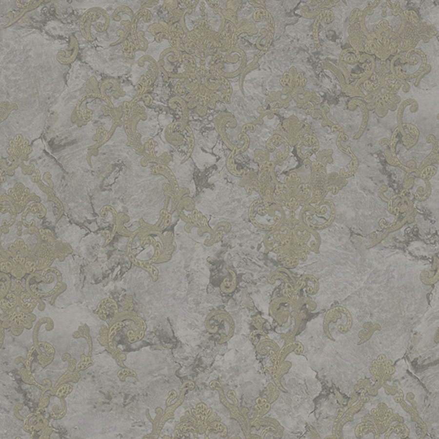 Luxusní šedá vliesová tapeta na zeď - zlaté ornamenty M13011, Murella Italia, Zambaiti Parati