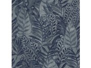 Vliesová modrá tapeta, listy, textilní struktura TA25063 Tahiti, Decoprint Tapety Yara - Decoprint