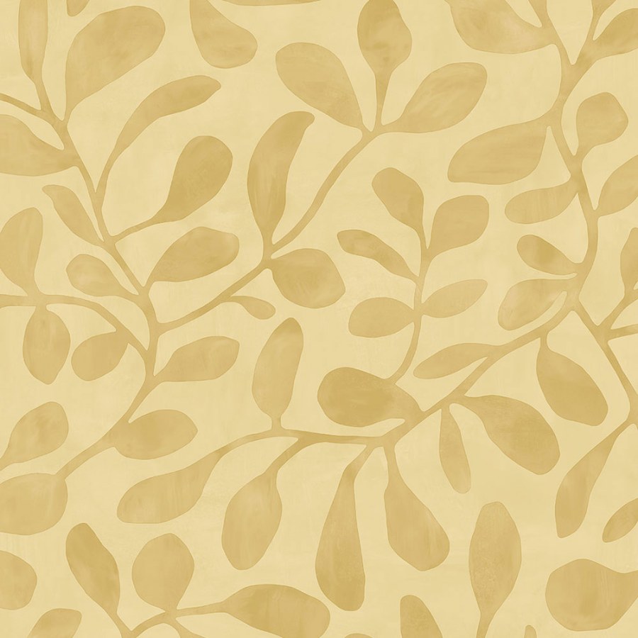 Okrová vliesová tapeta, rostliny, větvičky, listy 318034, Twist, Eijffinger - Vliesové tapety