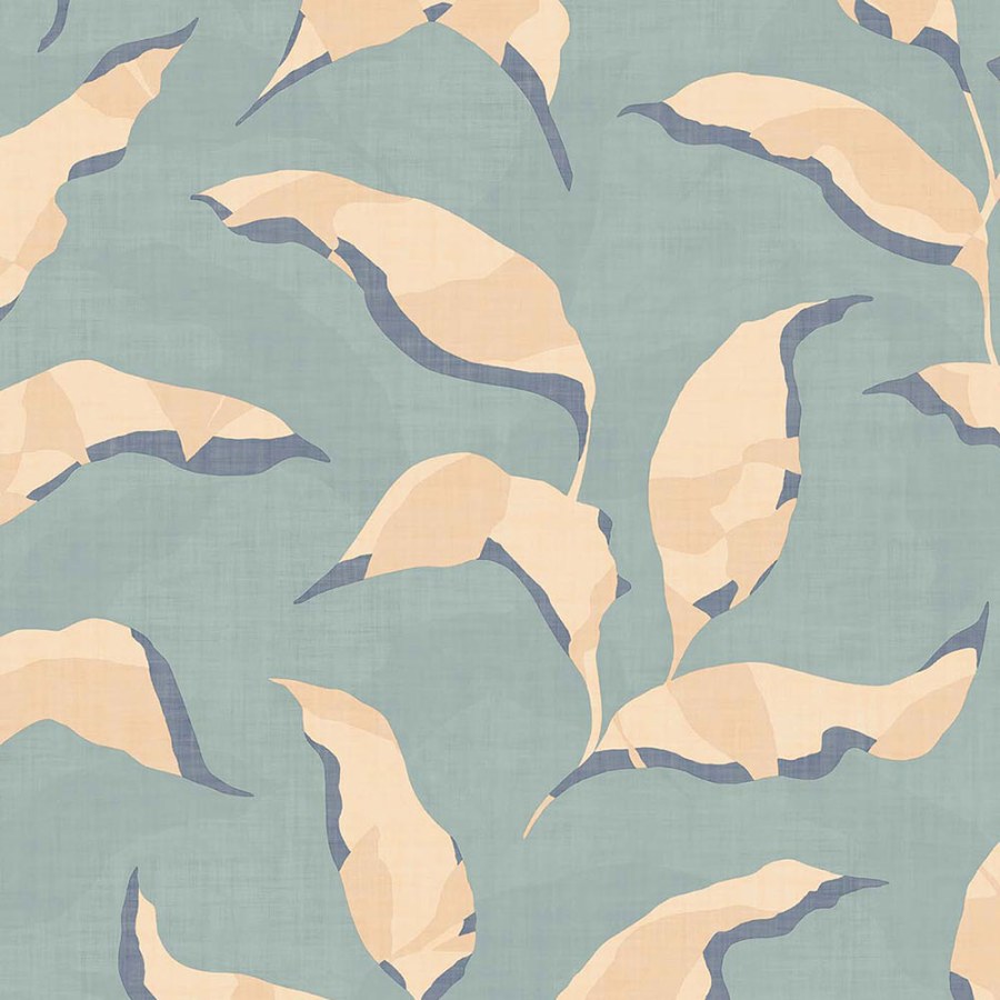 Modrá vliesová tapeta, rostliny, větvičky, listy 318052, Twist, Eijffinger