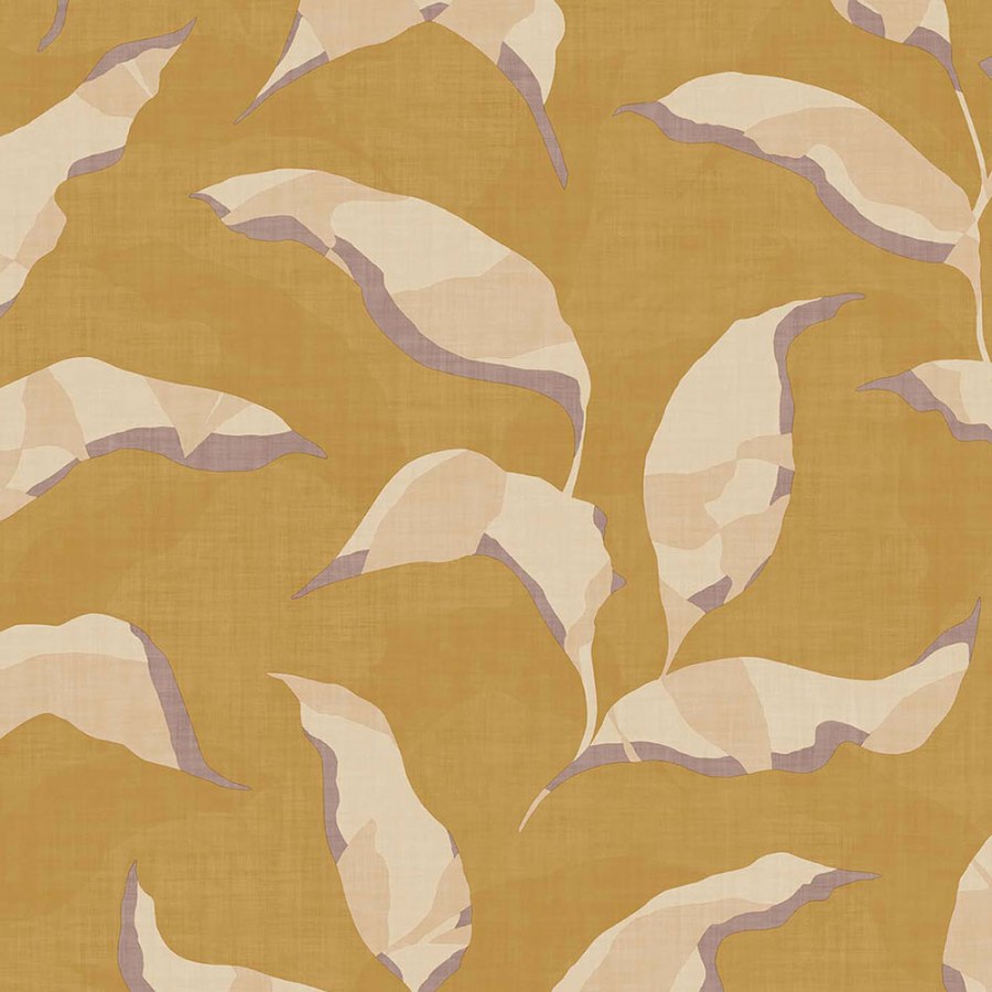 Okrová vliesová tapeta, rostliny, větvičky, listy 318053, Twist, Eijffinger - Vliesové tapety