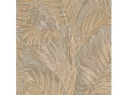 Luxusní šedohnědá vliesová tapeta, palmové listy GR322105, Grace, Design ID Wallcoverings