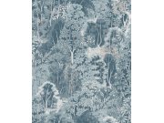 Modro-šedá vliesová tapeta na zeď, příroda, stromy, listy, 121468, New Eden, Graham&Brown Premium