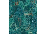 Tyrkysová vliesová tapeta na zeď, příroda, stromy, listy, 121467, New Eden, Graham&Brown Premium