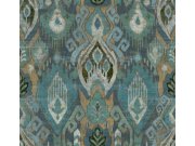 Tyrkysová vliesová tapeta na zeď, vintage etno vzor, 121458, New Eden, Graham&Brown Premium