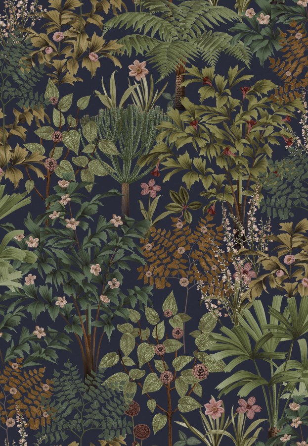 Modrá vliesová květinová tapeta na zeď, 120656, Retreat, Graham&Brown Premium - Vliesové tapety