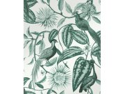 Tapety Yara Tapety dle materiálu Vliesové tapety - Šedo-zelená vliesová tapeta s květinami a ptáky, 120650, Retreat, Graham&Brown Premium Šedo-zelená vliesová tapeta s květinami a ptáky, 120650, Retreat, Graham&Brown Premium