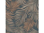 Luxusní modro-bronzová vliesová tapeta s listy, 07509, Makalle II, Limonta