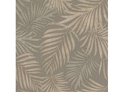 Luxusní šedo-stříbrná vliesová tapeta s listy, 07507, Makalle II,Limonta