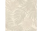 Luxusní šedo-krémová vliesová tapeta s listy, 07502, Makalle II,Limonta