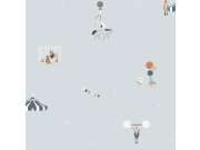 Modrá dětská vliesová tapeta na zeď, zvířátka, cirkus, 7000-1, Noa, ICH Wallcoverings