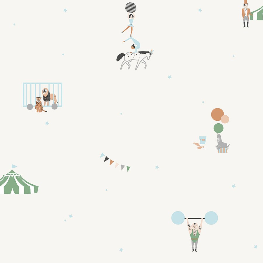 Krémová dětská vliesová tapeta na zeď, zvířátka, cirkus, 7000-2, Noa, ICH Wallcoverings - Vliesové tapety