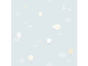 Mentolová dětská vliesová tapeta na zeď - mráčky, balony, 7001-1, Noa, ICH Wallcoverings