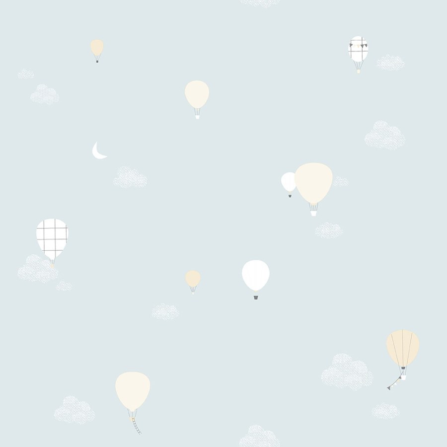Mentolová dětská vliesová tapeta na zeď - mráčky, balony, 7001-1, Noa, ICH Wallcoverings - Vliesové tapety