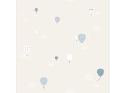 Béžová dětská vliesová tapeta na zeď - mráčky, balony, 7001-2, Noa, ICH Wallcoverings