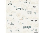 Krémová dětská vliesová tapeta pro kluky, město, auta, 7002-2, Noa, ICH Wallcoverings