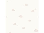 Bílá dětská vliesová tapeta se růžovými mráčky, 7006-3, Noa, ICH Wallcoverings
