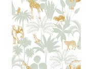 Dětská vliesová tapeta s palmami a zvířátky, 976-4, Mika, ICH Wallcoverings