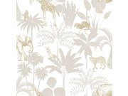 Dětská vliesová tapeta s palmami a zvířátky, 976-1, Mika, ICH Wallcoverings