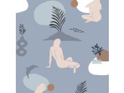 Modrá vliesová tapeta na zeď, ženy na pláži 6503-1, Batabasta, ICH Wallcoverings