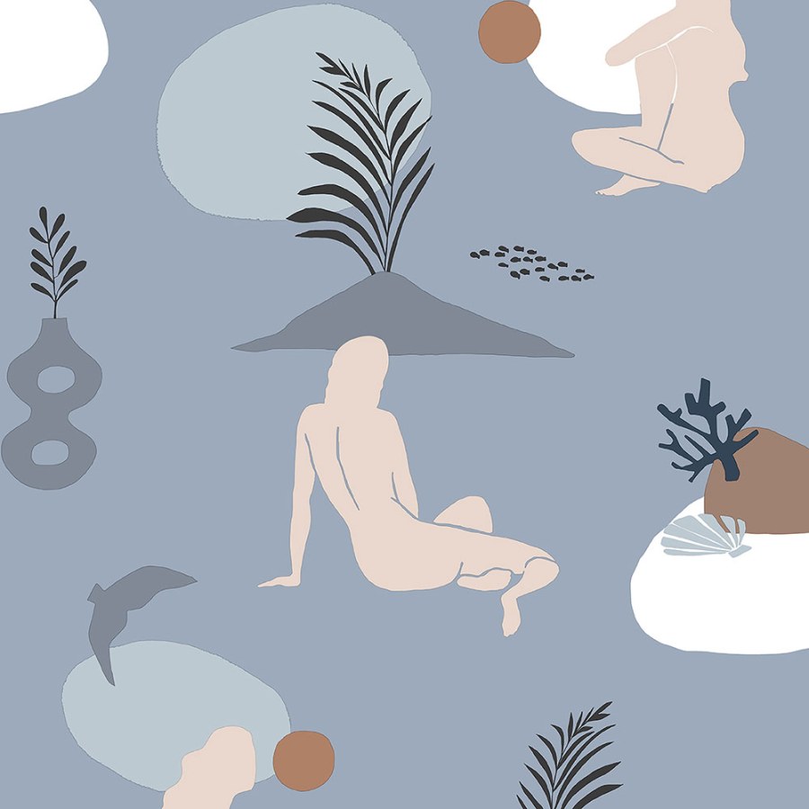 Tapety Yara - Tapety dle materiálu - Vliesové tapety - Modrá vliesová tapeta na zeď, ženy na pláži 6503-1, Batabasta, ICH Wallcoverings Modrá vliesová tapeta na zeď, ženy na pláži 6503-1, Batabasta, ICH Wallcoverings - Vliesové tapety