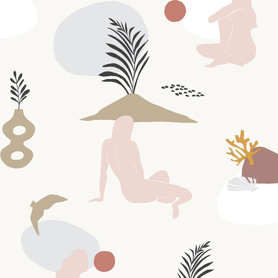 Krémová vliesová tapeta na zeď, ženy na pláži 6503-2, Batabasta, ICH Wallcoverings - Vliesové tapety